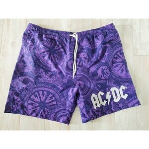 AC/DC Men's XLPurple Swim Trunks‎ Swimsuit Lined Board Shorts ACDC Graphic NEW